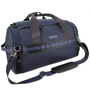 VERSACE PERFUME NEW DUFFLE BAG CONVERTIBLE TO BACKPACK BLACK AND BLUE
